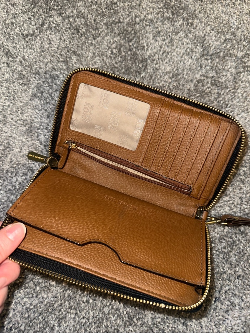 Michael Kors Brown and Black Signature Zip Wristlet Wallet - Picture 3 of 3